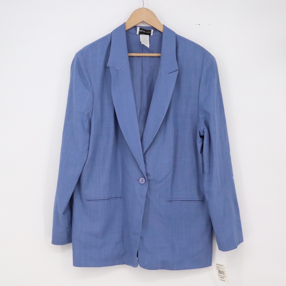Apparenza Blazer Womens Large 4811455 Blue Single Button Bleached Denim NEW